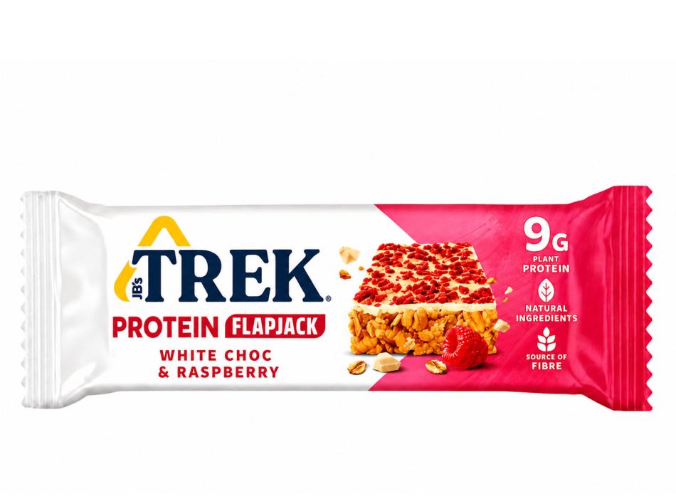 TREK Protein Flapjacks White Choc & Raspberry 16x50g